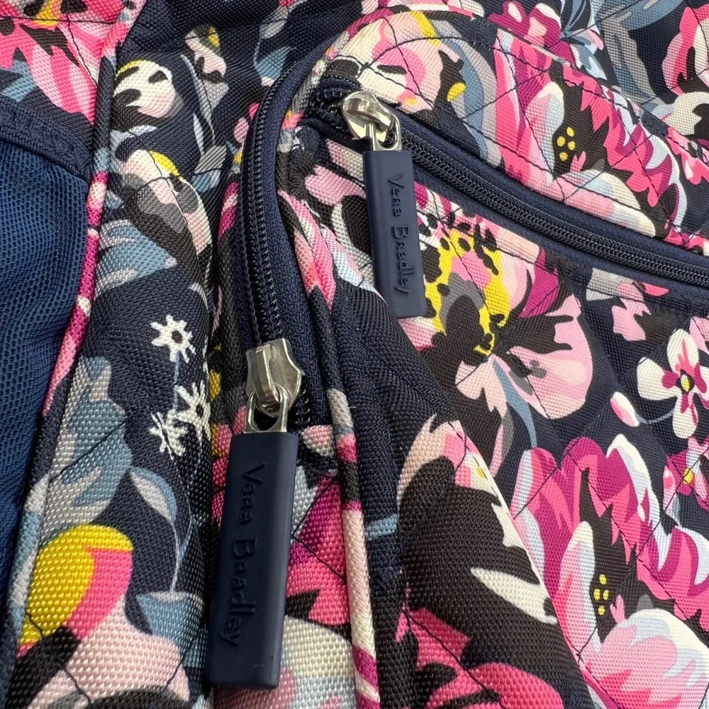Vera Bradley Quilted Lighten Up Backpack Indiana Blossoms Navy Floral Laptop Ret